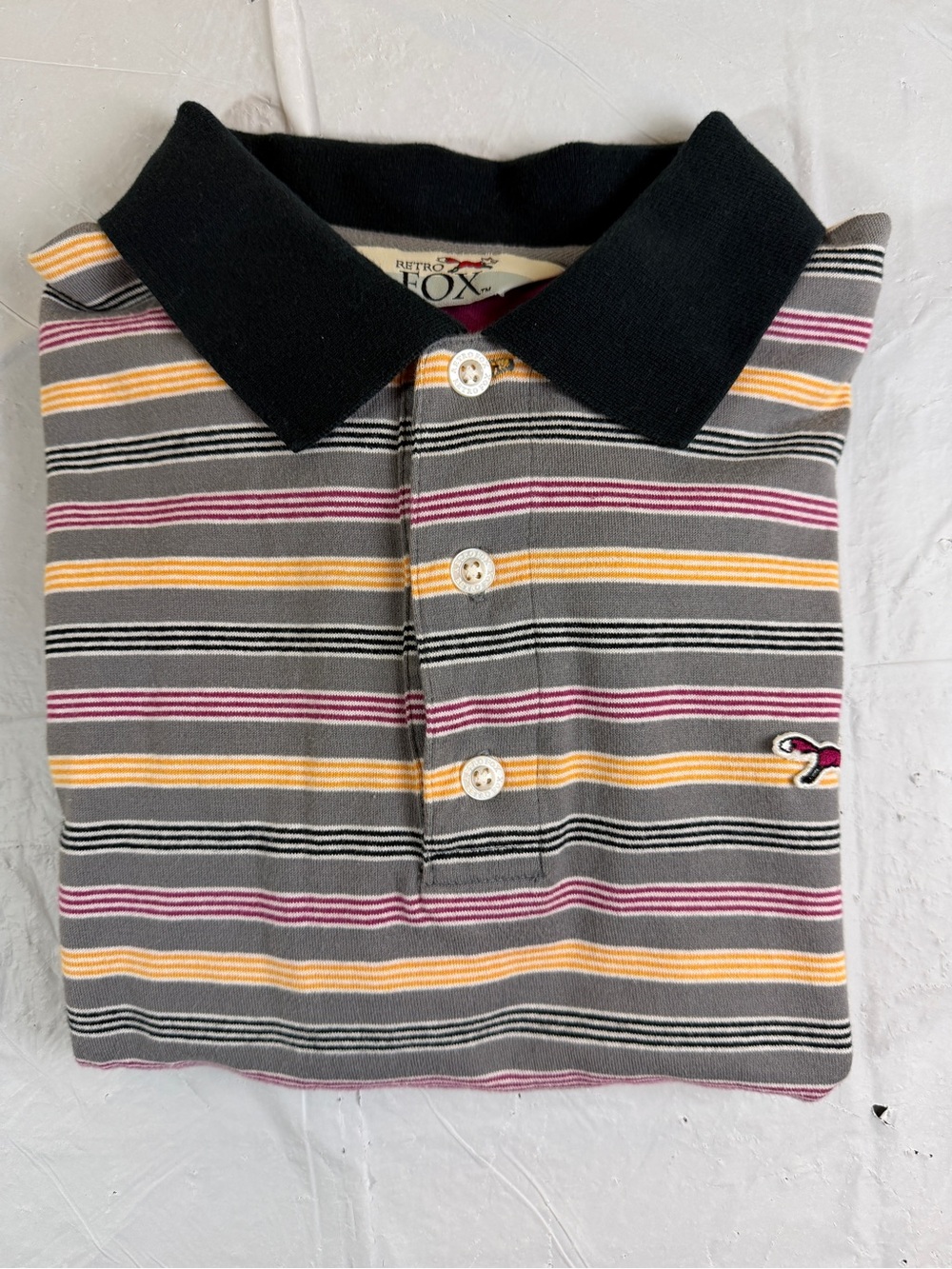 Men's Retro Fox Striped Vintage‎ Polo Size Medium
